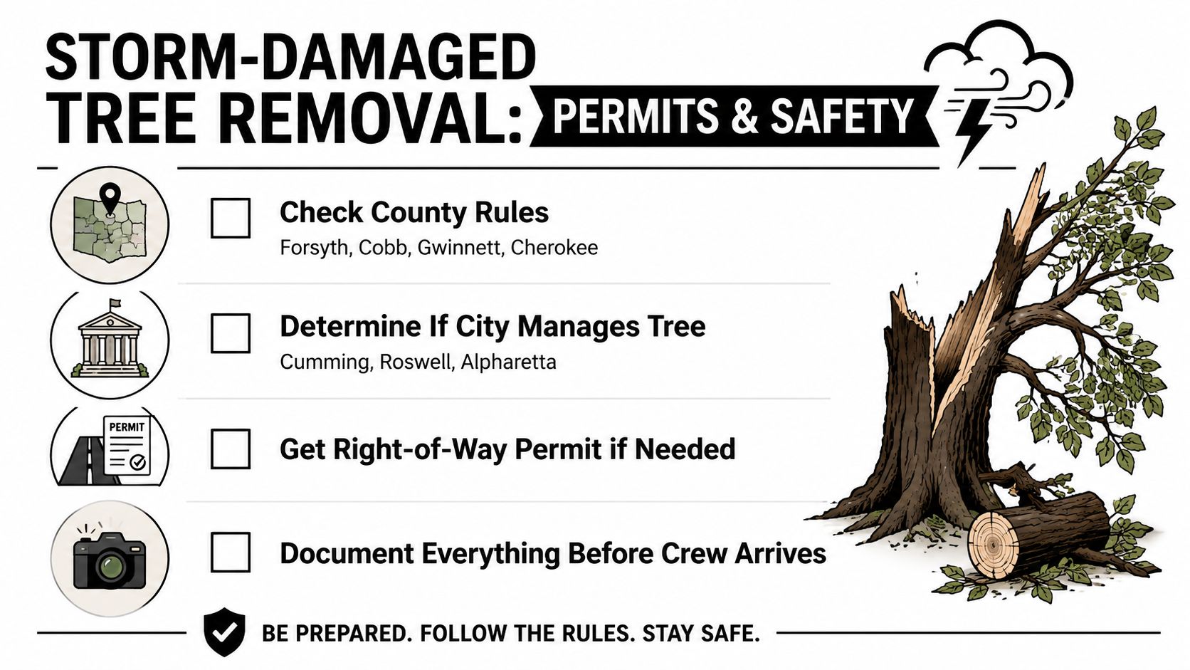 Storm damage tree removal in Austell, Georgia